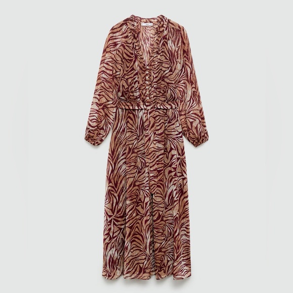Mango maroon long printed dress NWT - Picture 2 of 4